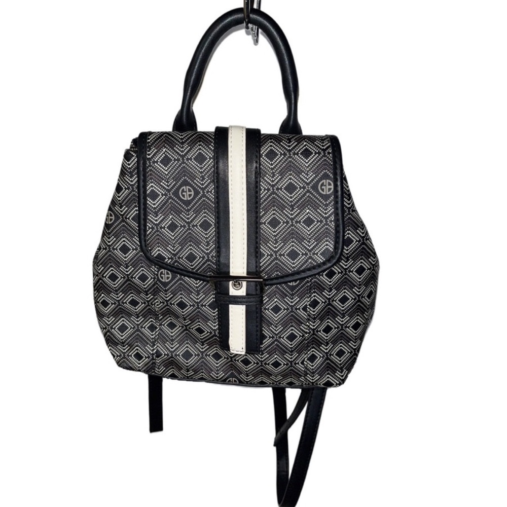 Giani Bernini Graphic Signature convertible mini backpack purse black and white